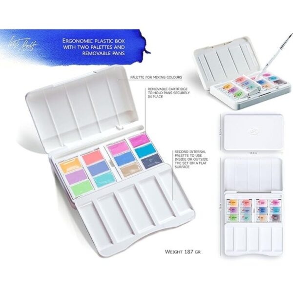 White Nights Artists Watercolours Set of 12 Pastel Colours Plastic Pallete1 - LXINDIA.COM