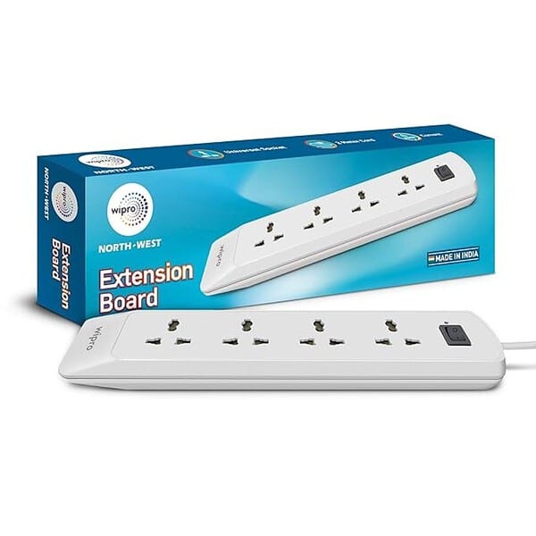 Wipro Extension Board With 6A 4 Universal Sockets White Pack of 1 2 - LXINDIA.COM