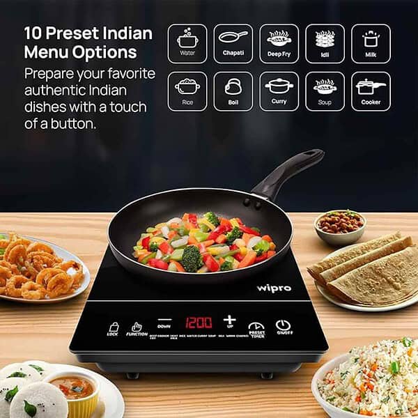 Wipro Vesta CIC202 2000 Watt Induction Cooktop with Feather Sensor and Crystal Glass Plate 1 - LXINDIA.COM