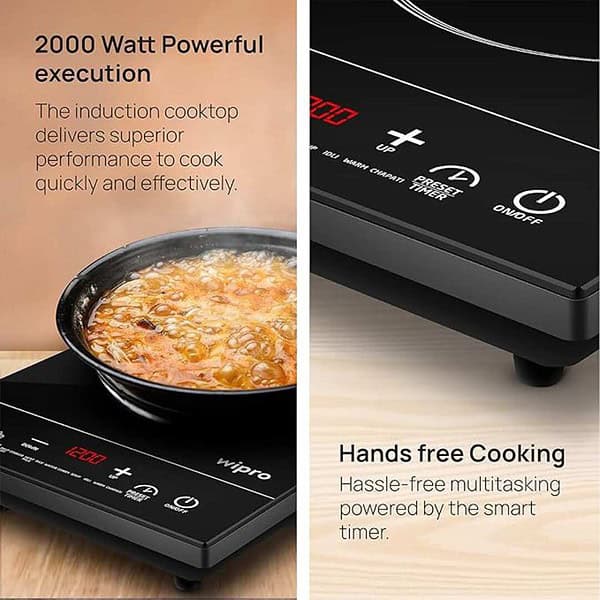 Wipro Vesta CIC202 2000 Watt Induction Cooktop with Feather Sensor and Crystal Glass Plate 3 - LXINDIA.COM