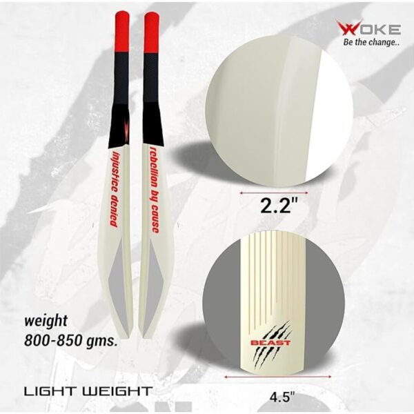 Woke Stalwart Beast Heavy Duty Plastic Cricket Bat Full Size Beast Natural 3 - LXINDIA.COM