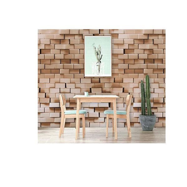 Wolpin DIY Wallpaper Decal 45 x 500 cm 3D Brick Caramel Brown - LXINDIA.COM