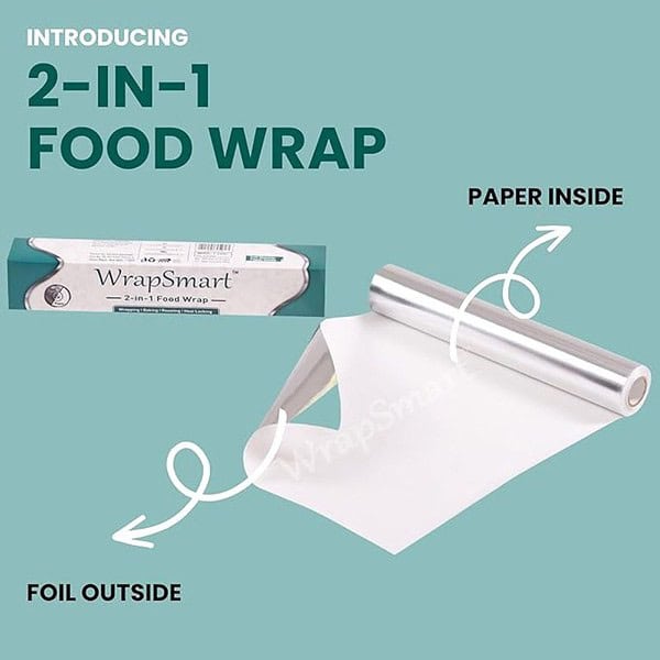 WrapSmart Foil Outside Paper Inside Non Toxic 2 in 1 Food Wrap Paper 1 - LXINDIA.COM