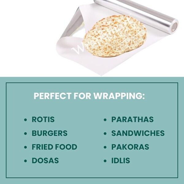 WrapSmart Foil Outside Paper Inside Non Toxic 2 in 1 Food Wrap Paper 2 - LXINDIA.COM