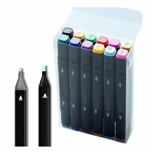 Wynhard Alcohol Markers Sketch Pen Set of 12 With Dual Tip Brush - LXINDIA.COM