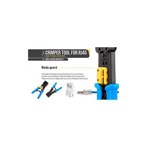 XIKKART Tools Kit Passthrough RJ45 Crimping Tool with 20PCS RJ45 Cat6 Pass Through ConnectorsA - LXINDIA.COM