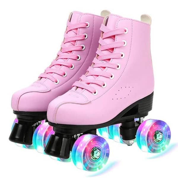 XUDREZ Roller Skates for Women Men Cozy PU Leather High top Roller Skates Pink - LXINDIA.COM