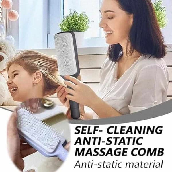 YANPRISH New Self cleaning Anti static Massage Comb Grey 3 - LXINDIA.COM