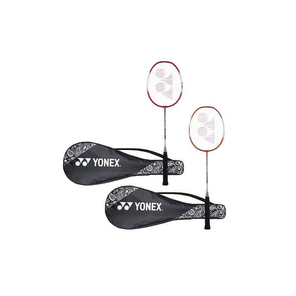 YONEX ZR 100 Light Aluminium Blend Badminton Racquet with Full Cover Red and Orange Set of 2A - LXINDIA.COM