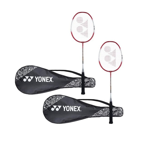 YONEX ZR 100 Light Aluminium Blend Badminton Racquet with Full Cover Red and Red Set of 2 - LXINDIA.COM