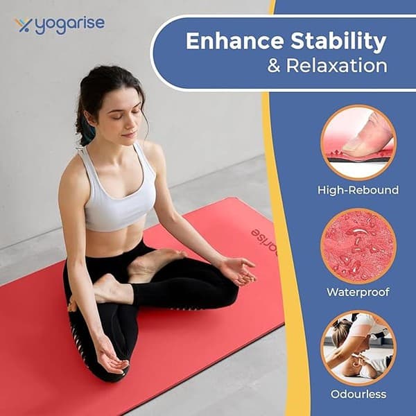 Yogarise 8mm Yoga Mat Yoga Mat for Women and Men Red and Black 2 - LXINDIA.COM