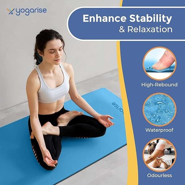 Yogarise 8mm Yoga Mat Yoga Mat for Women and MenLight and Dark Blue 2 - LXINDIA.COM