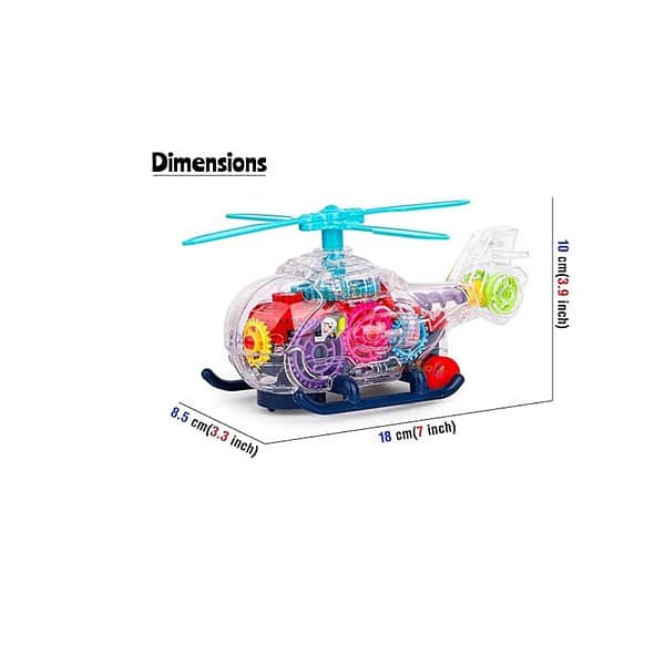 Zest 4 Toyz Musical Toy Transparent Gear Helicopter with Light and Sound Battery Includes A - LXINDIA.COM