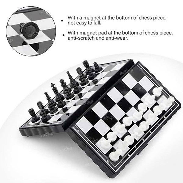 Zest 4 Toyz Small Magnetic Chessboard Game Set for Kids and Adults Black and White 2 - LXINDIA.COM