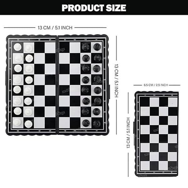 Zest 4 Toyz Small Magnetic Chessboard Game Set for Kids and Adults Black and White 3 - LXINDIA.COM