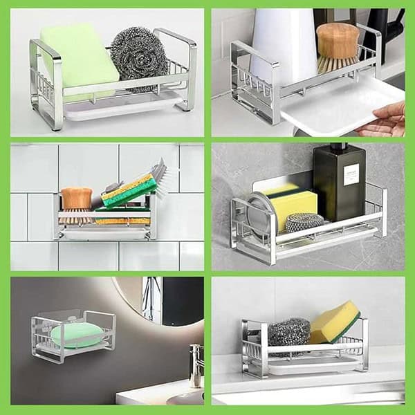 Zibuyu Sink Organiser in Kitchen Stainless Steel Soap Holder 3 - LXINDIA.COM