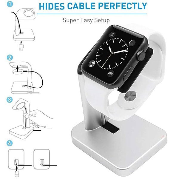 Zitel Charging Station Night Stand Dock for iWatch Silver 3 - LXINDIA.COM