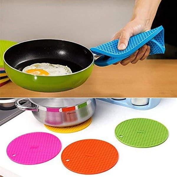 Zollyss 5 Pcs Multi Purpose Silicone Trivet Mats Round Pot Holder 2 - LXINDIA.COM