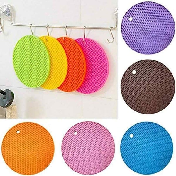 Zollyss 5 Pcs Multi Purpose Silicone Trivet Mats Round Pot Holder 3 - LXINDIA.COM