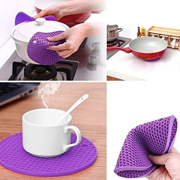 Zollyss 5 Pcs Multi Purpose Silicone Trivet Mats Round Pot Holder - LXINDIA.COM