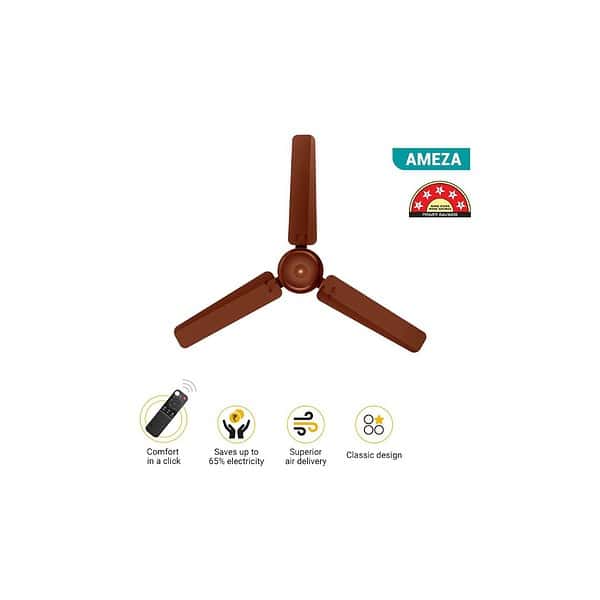 atomberg Ameza 1200mm BLDC Ceiling Fan with Remote Control Gloss BrownA - LXINDIA.COM