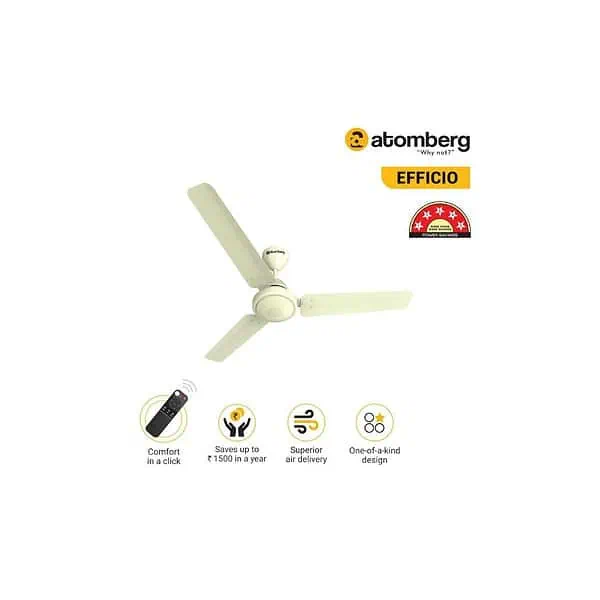 atomberg Efficio 1200mm BLDC Ceiling Fan with Remote Control IvoryA - LXINDIA.COM