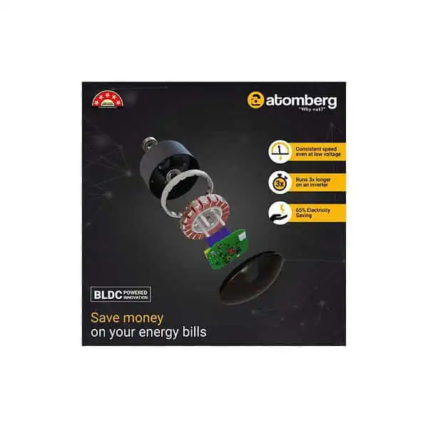 atomberg Efficio Alpha 1200mm BLDC Ceiling Fan with Remote Control Gloss BrownA - LXINDIA.COM