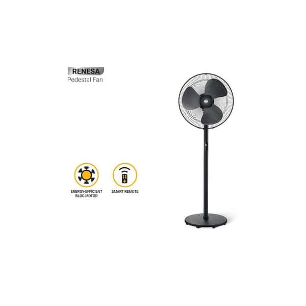 atomberg Renesa 400mm Pedestal Fan Remote with Oscillation BLACK - LXINDIA.COM