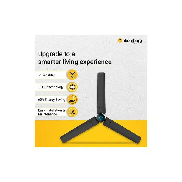 atomberg Renesa Smart 1200mm BLDC Ceiling Fan with IoT Remote Midnight BlackA - LXINDIA.COM