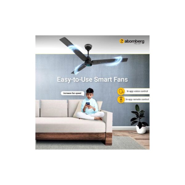 atomberg Renesa Smart 1200mm BLDC Ceiling Fan with IoT Remote Midnight BlackB - LXINDIA.COM