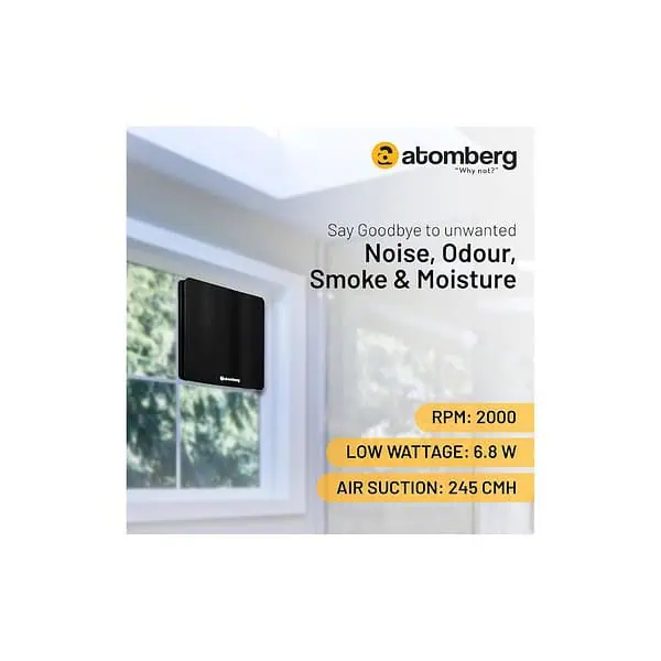 atomberg Studio Exhaust Fan 150mm with BLDC Motor Gloss BlackA - LXINDIA.COM