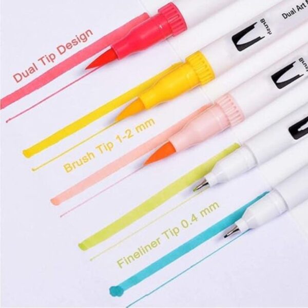 eS³kube Dual Tip Brush Marker Fine Liner Sketch Pens3 - LXINDIA.COM