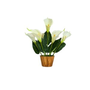 fancymart Artificial Flower Calla Lilly with Wood Pot - LXINDIA.COM