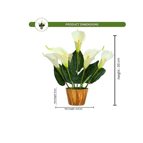 fancymart Artificial Flower Calla Lilly with Wood Pot A - LXINDIA.COM