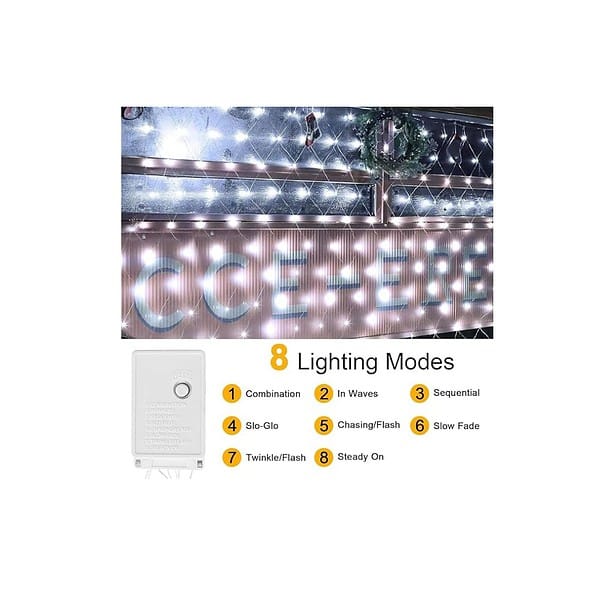 fizzytech LED Net 224 led Mesh Fairy String Decorative Lights 9.5ft x 7.5ft White B - LXINDIA.COM