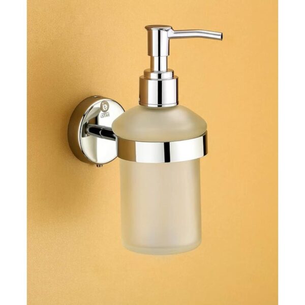 iSTAR Stainless Steel Stand Glass Bottle Shampoo Dispenser 300 ml Steel Clear 2 - LXINDIA.COM