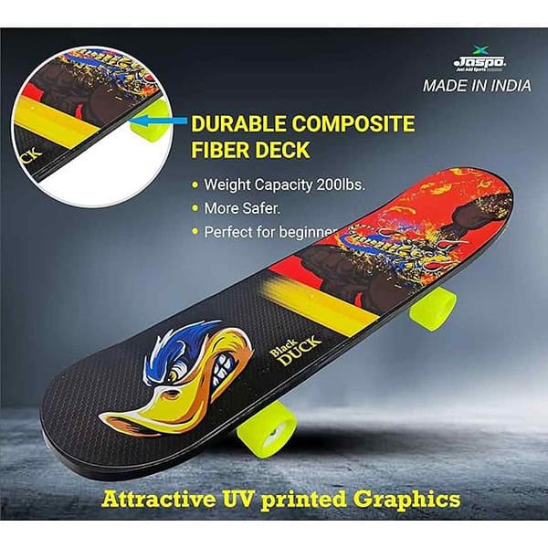 jaspo Fiber Composite Black Duck 26Inches X 6.5Inches Skateboard 3 - LXINDIA.COM