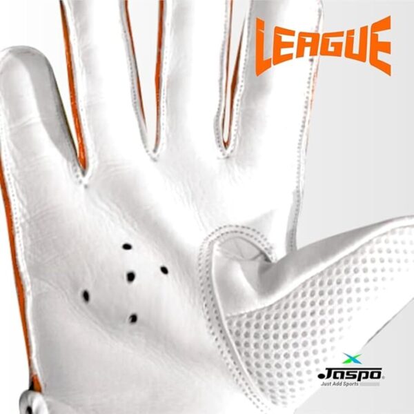 jaspo League Cricket Batting Gloves 1 Pair White Orange Size M 3 - LXINDIA.COM