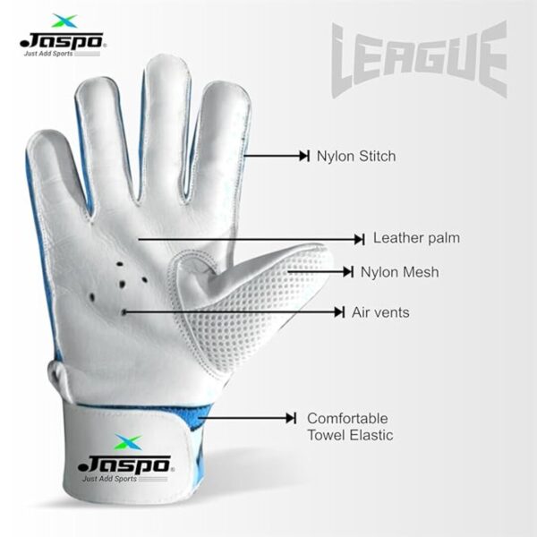 jaspo League Cricket Batting Gloves for Beginner Players Leather Palm 3 - LXINDIA.COM