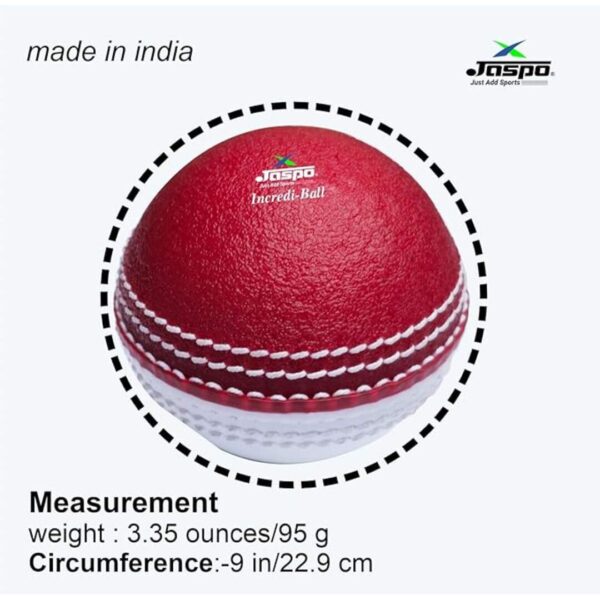 jaspo Rugged Dual Color incredi Cricket Ball Red White Nylon Stitched 3 - LXINDIA.COM