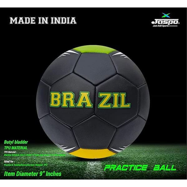 jaspo Soccer Champ Football Tpu Material Machine Stitched Size 5Football Pump Brazil black 1 - LXINDIA.COM