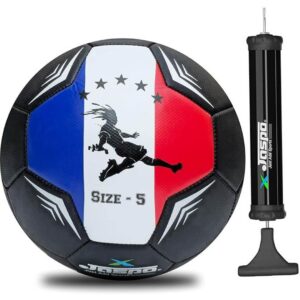 jaspo Soccer Champ Football Tpu Material Size 5 Football and Pump France black - LXINDIA.COM