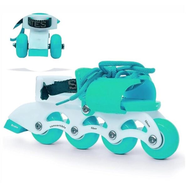 jaspo Unisex Youth Transformer Beginner Quad And Inline Roller Skates Cyan - LXINDIA.COM