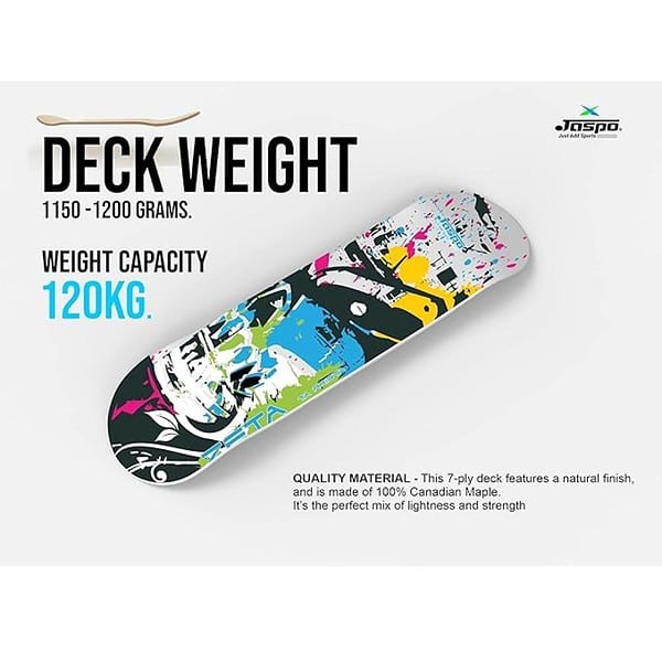 jaspo Zeta 31X 8 Inches 7 Layer Canadian Maple Skateboard Multicolor 3 - LXINDIA.COM