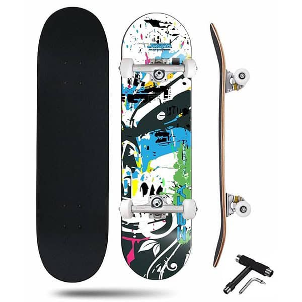 jaspo Zeta 31X 8 Inches 7 Layer Canadian Maple Skateboard Multicolor - LXINDIA.COM