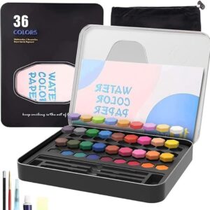 like it 36 Watercolor Paint Sets With Painting Brush And Sponge Tin Box - LXINDIA.COM