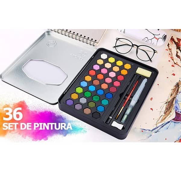 like it 36 Watercolor Paint Sets With Painting Brush And Sponge Tin - LXINDIA.COM