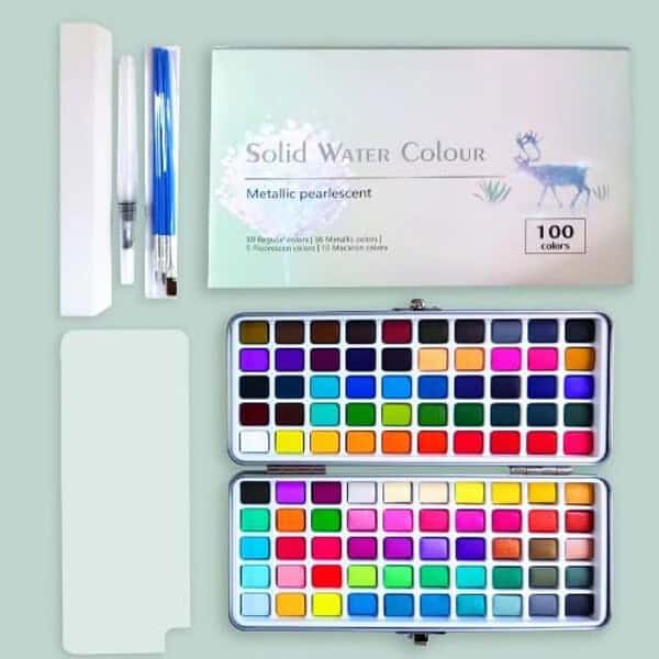 like it Professional 100 Colors Solid Watercolor Paint Set With Tin - LXINDIA.COM