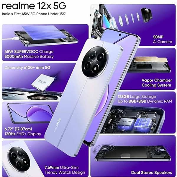 realme 12X 5G 6GB RAM 128GB Storage Twilight Purple3 - LXINDIA.COM