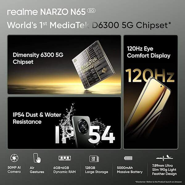 realme NARZO N65 5G 6GB RAM 128GB Storage Deep Green2 - LXINDIA.COM